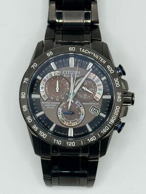 Citizen Men's AT4007-54E‎ Eco-Drive Perpetual Chrono A-T Black Watch